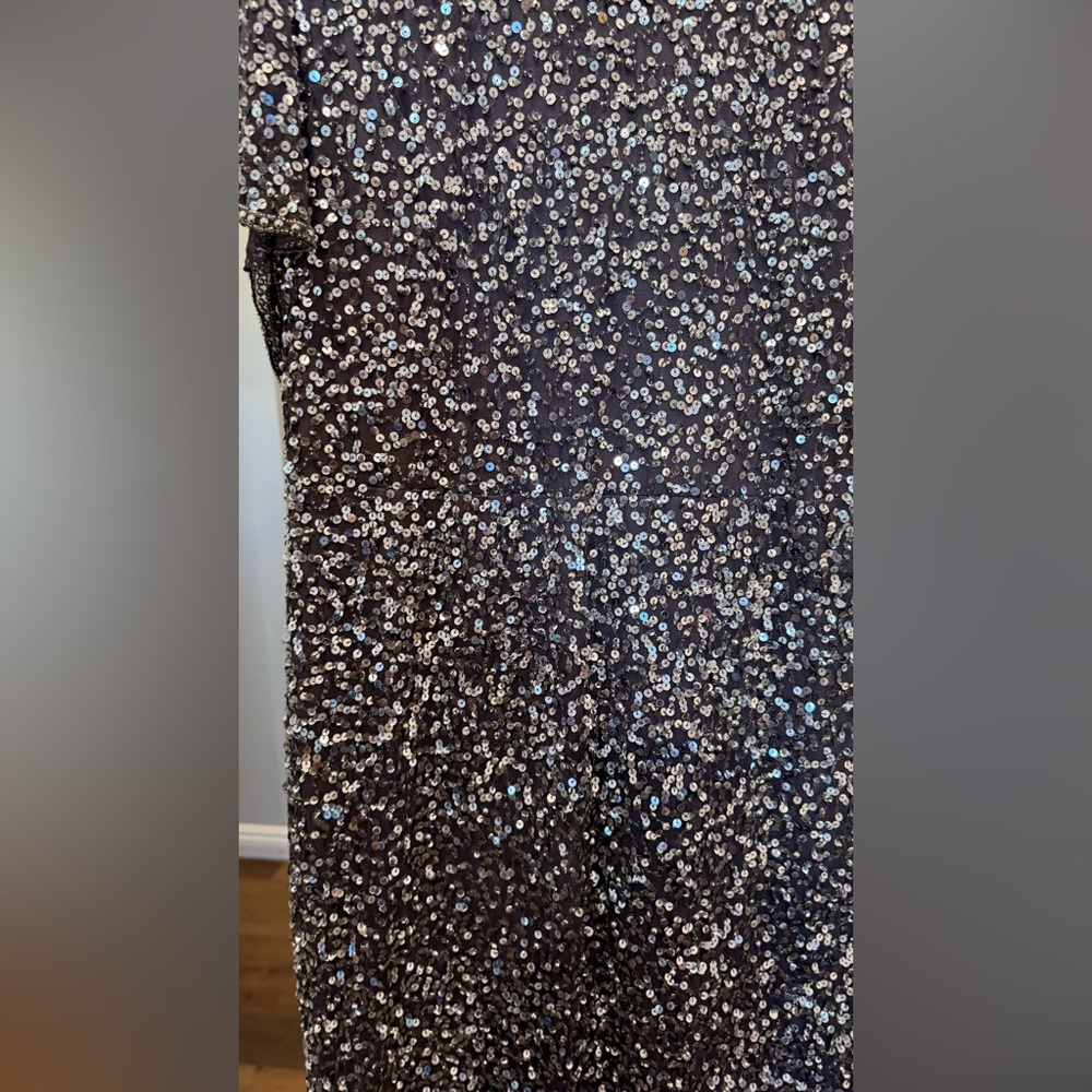 Adrianna Papell Black and Silver Sequin Dress